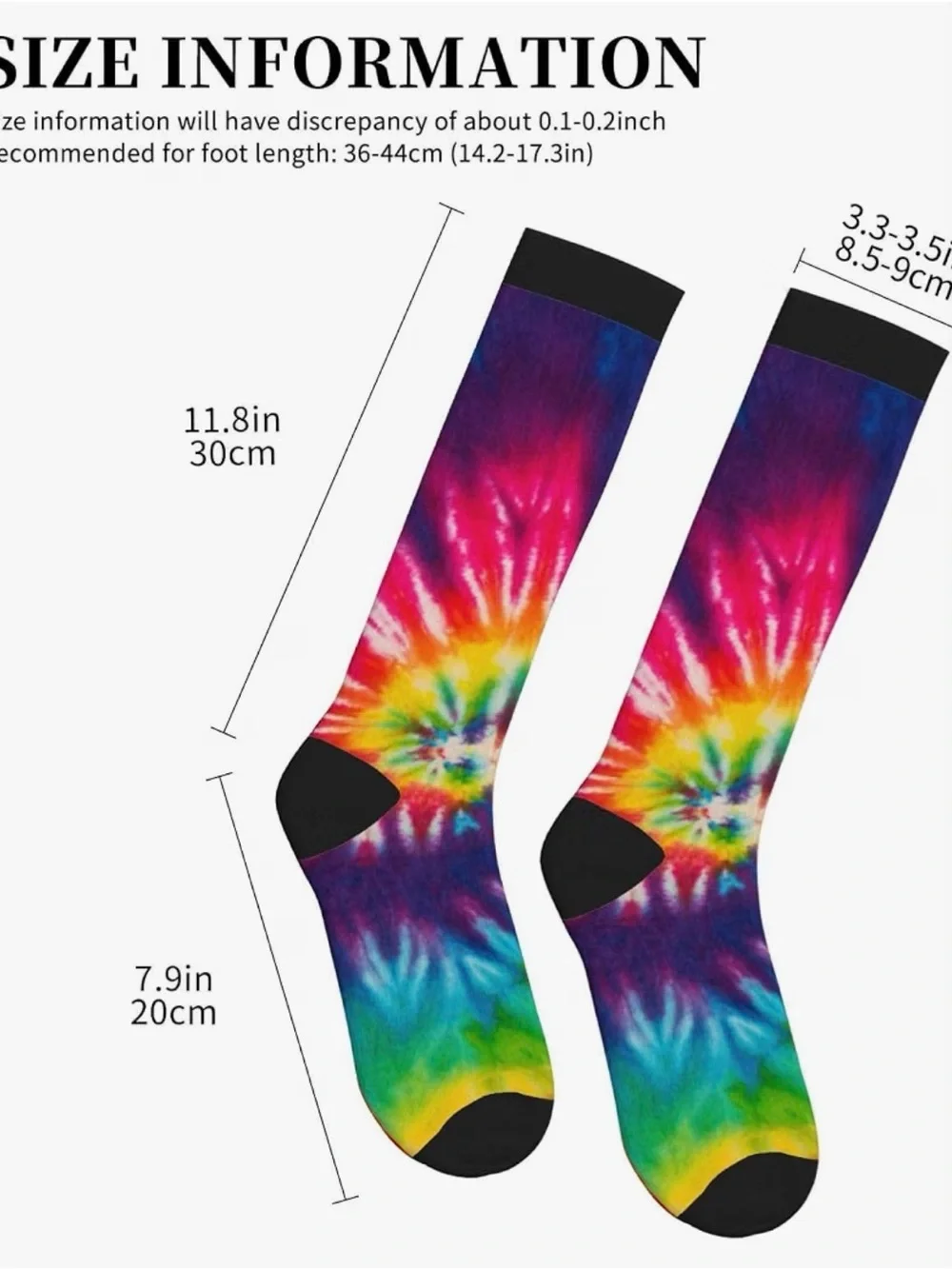 Knee-High Rainbow Tie-Dye Compression Socks - Multicolor